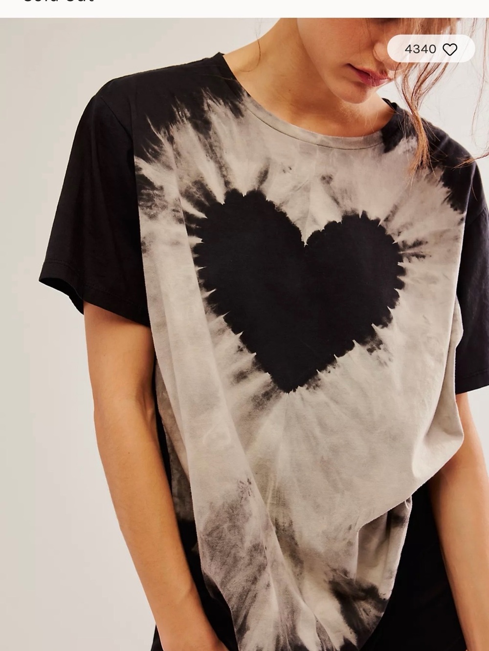 One Teaspoon Black & Gray Tie-Dye Heart Tee NWOT